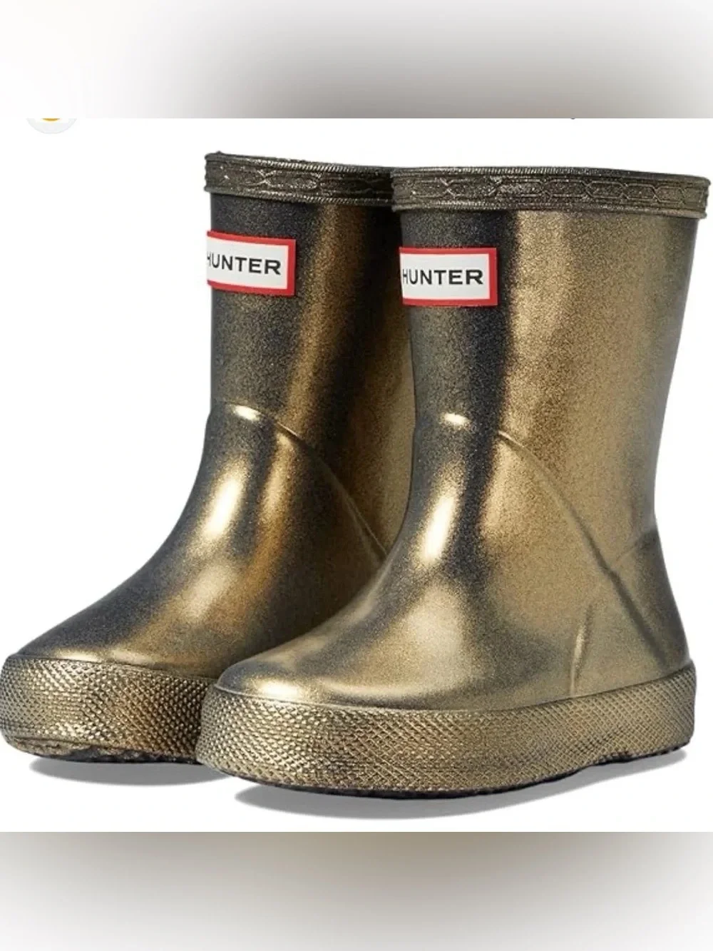 Hunter First Classic Nebula Rain Boots Kids 11 Metallic Gold Iridescent